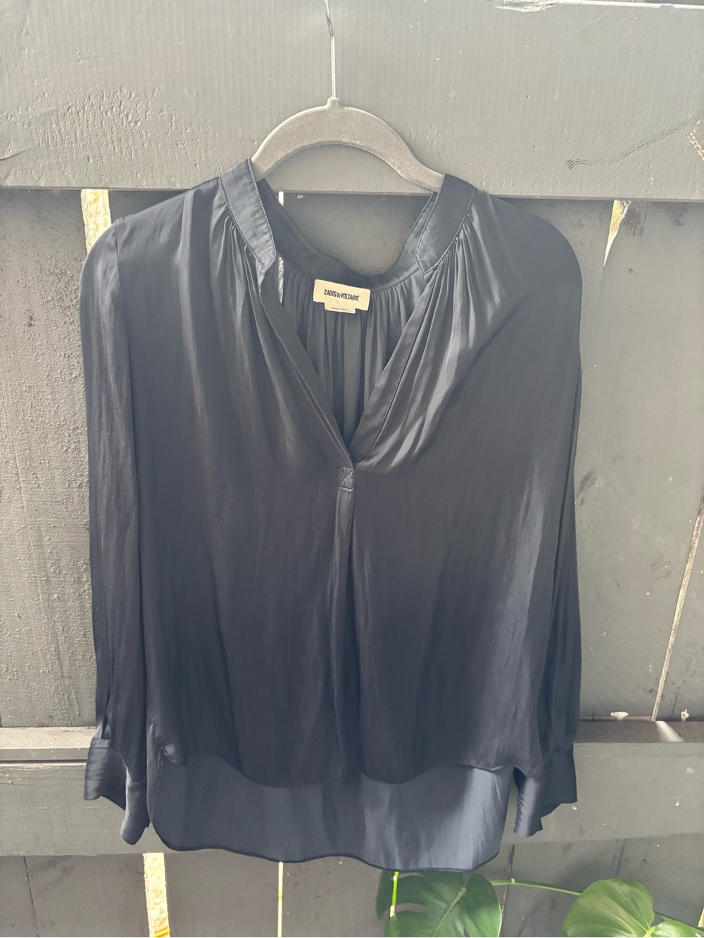 Zadig & Voltaire Black V-Neck Lightweight Long Sleeve Blouse